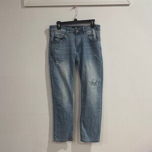 Zios Men's Light Blue Straight Jeans with Faded Wash size 31 x 30